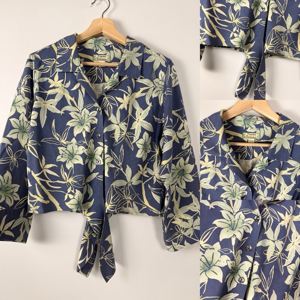 Tommy Bahama‎ | 100% Silk Tropical Floral Hawaiian Shirt  L Vacation Resortwear